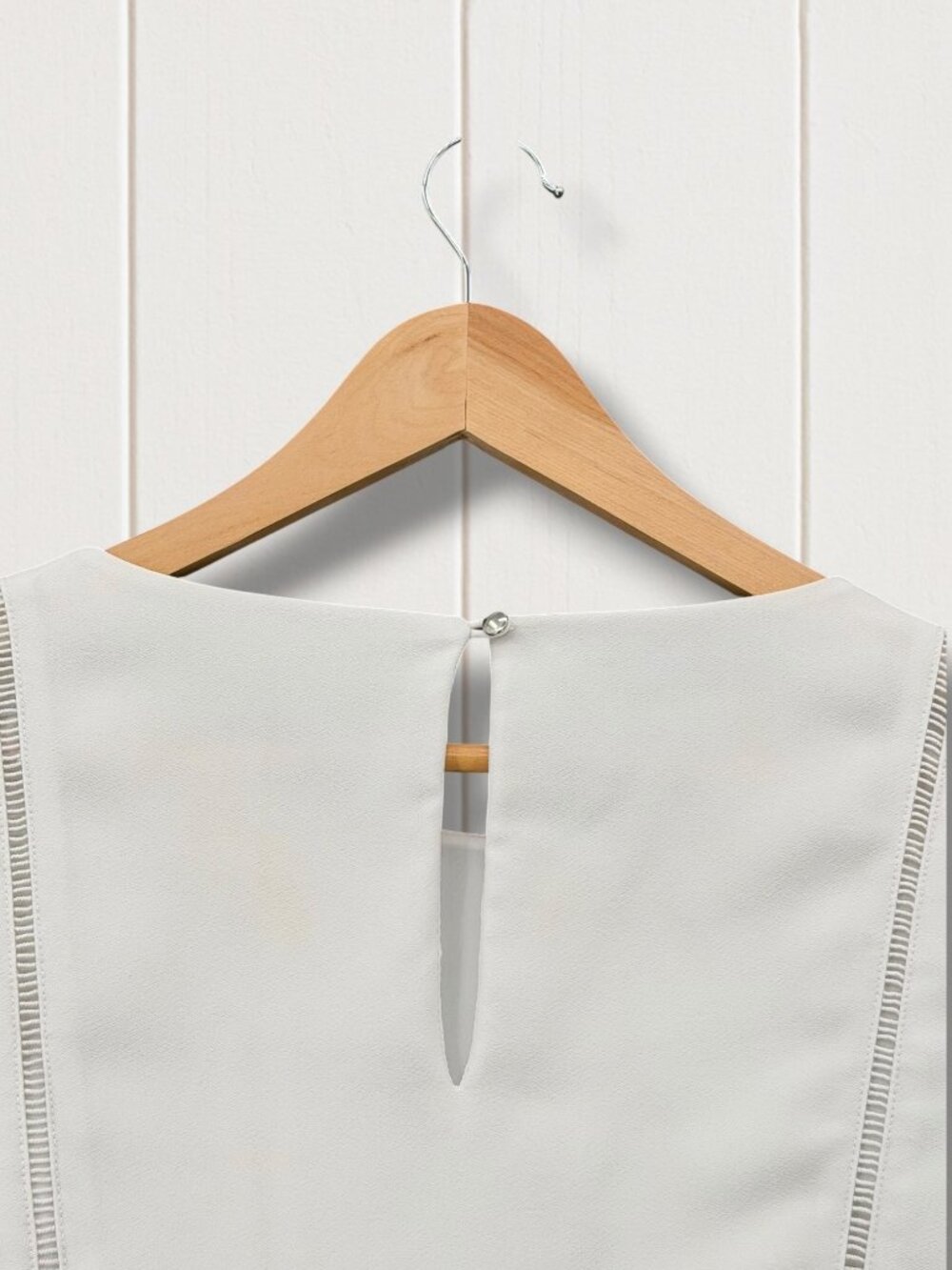 Banana Republic White Ladder Stitching Short Sleeve Blouse XS - Picture 5 of 5